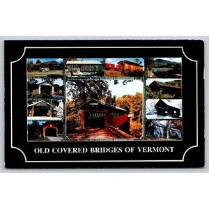 Postcard Vermont Old Covered Bridges Multi View Unposted c1970s Vintage VT